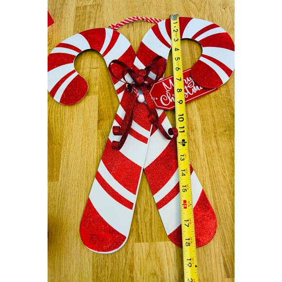 12PC Candy Cane Red White Christmas Holiday Decor Lights Stocking Holders Bells - Picture 6 of 10